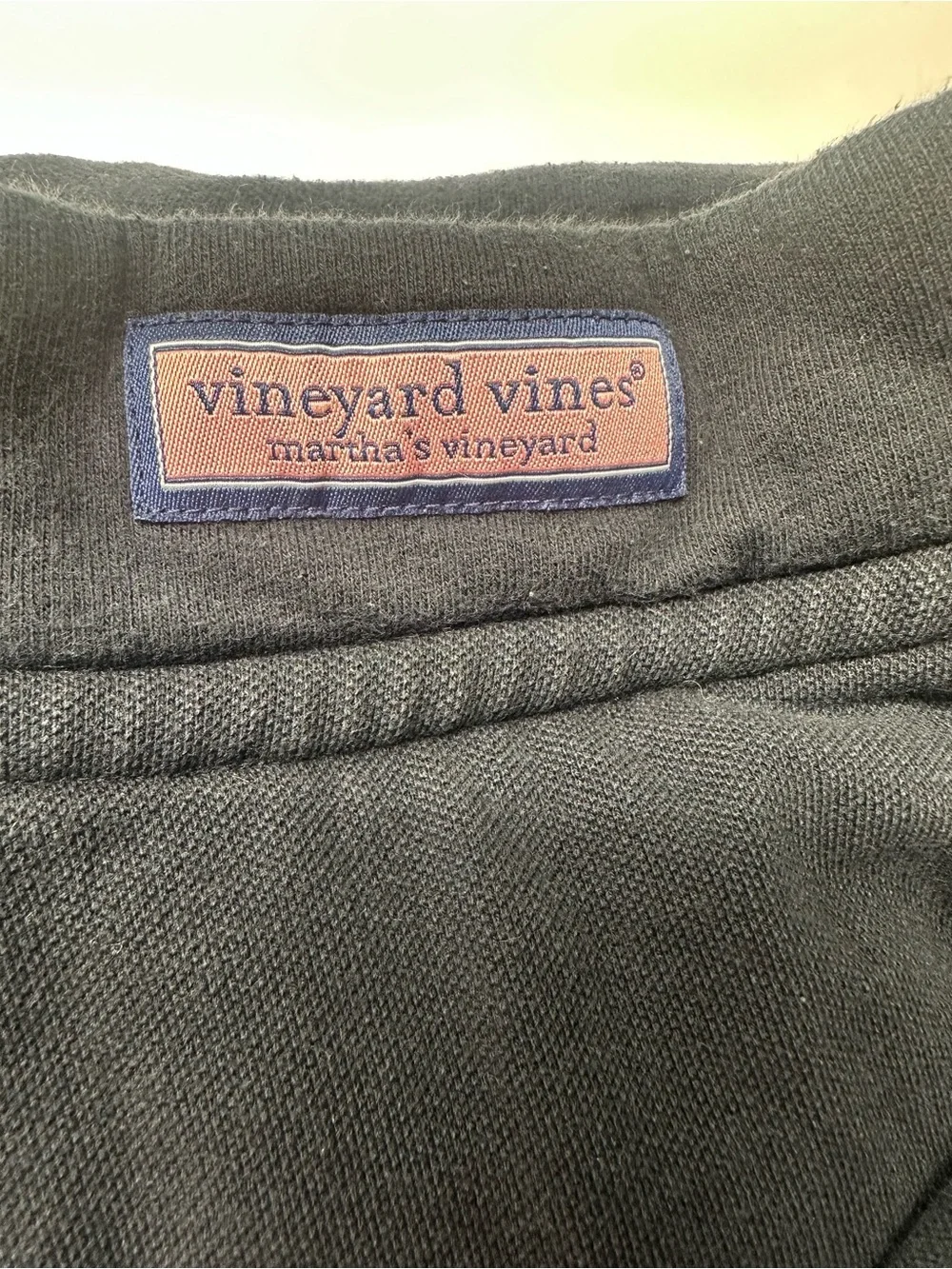 Vineyard Vines Black Quarter-Zip Pullover with Pink Logo Patch